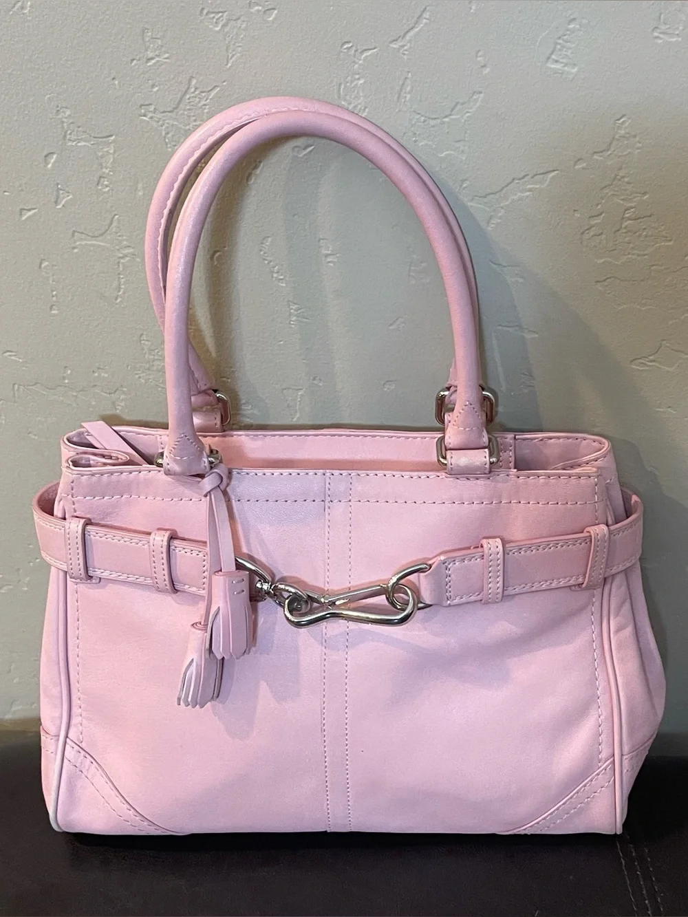 Coach Soft Pink Structured Leather Tote Bag - Women's Handbag y2k carryall